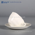 Plain forma de la flor blanca de cerámica fina Copa de café de diseño único y platillo conjunto de China